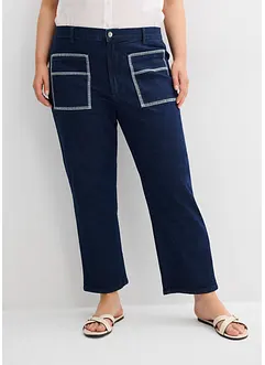 Jeans straight cropped, vita alta, bonprix