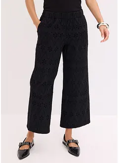 Pantaloni culotte con ricami traforati, bonprix