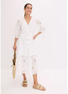 Abito midi con ricami traforati, bonprix