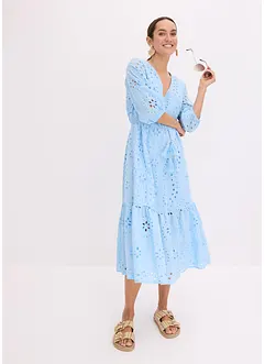 Abito midi con ricami traforati, bonprix