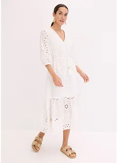 Abito midi con ricami traforati, bonprix