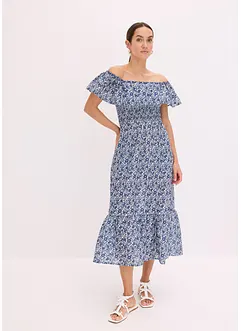 Abito midi in stile bohémien a spalle scoperte, in cotone leggero, bonprix