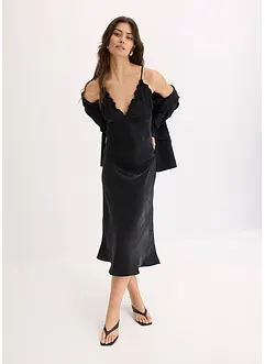 Abito lungo in satin fluente, bonprix