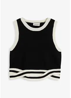 Top di  maglia cropped con motivo a intreccio sull'orlo, bonprix