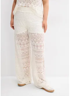 Pantaloni con elastico in vita in maglia traforata, bonprix