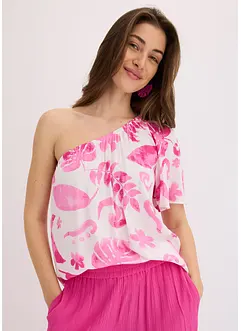 Blusa monospalla in viscosa operata, bonprix