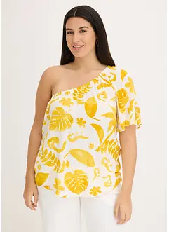 Blusa monospalla in viscosa operata, bonprix