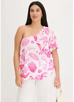 Blusa monospalla in viscosa operata, bonprix