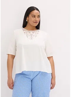 Blusa a maniche corte con pizzo, bonprix