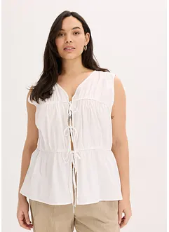 Blusa senza maniche con volant e laccetti, bonprix