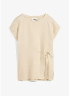 Maglia in puro lino con inserto in tessuto, bonprix