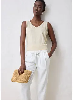 Pantaloni in puro lino con elastico in vita, bonprix