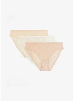 Slip alto sgambato in pizzo riciclato (pacco da 3), bonprix