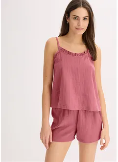 Pigiama estivo in morbida mussola con spalline sottili, bonprix