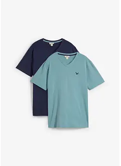T-shirt con scollo a V in puro cotone biologico (pacco da 2), bonprix