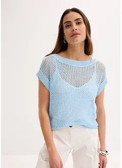 Maglione traforato in filato a nastro lucido, bonprix