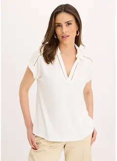 Polo in piquet di viscosa con inserto di pizzo, bonprix