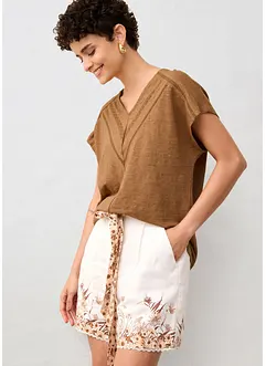 Maglia in puro lino con pizzo, bonprix