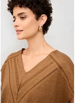 Maglia in puro lino con pizzo, bonprix