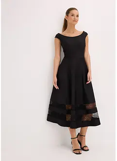 Abito con spalle scoperte, pizzo e cintura, bonprix