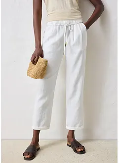 Pantaloni in puro lino con elastico in vita, bonprix