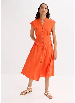 Abito midi in misto lino leggero, bonprix