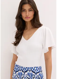 Maglia a costine con maniche corte ad aletta, bonprix