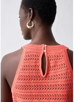 Top in maglia traforata in misto lino, bonprix