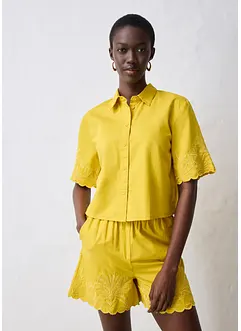Camicia cropped in misto lino, bonprix