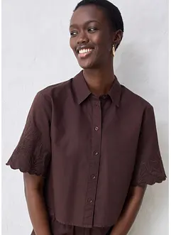 Camicia cropped in misto lino, bonprix