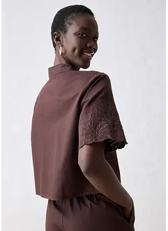 Camicia cropped in misto lino, bonprix