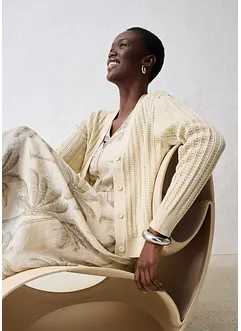 Cardigan traforato in misto lino, bonprix