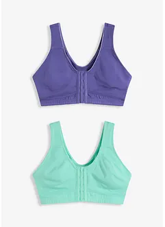 Reggiseno senza ferretto con chiusura anteriore e cotone biologico (pacco da 2), bonprix