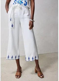 Pantaloni culotte in puro lino con cintura (set 2 pezzi), bonprix