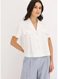 Blusa cropped a maniche corte in popeline di cotone, bonprix
