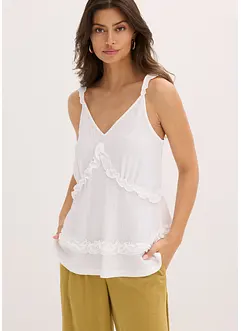 Top con spalline sottili e ruches, bonprix