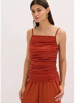 Top con spalline sottili e arricciature, bonprix