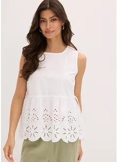 Top con spacco e ricami traforati, bonprix