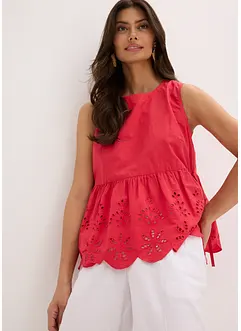 Top con spacco e ricami traforati, bonprix