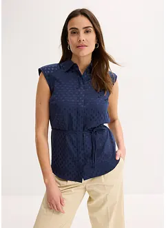 Blusa in satin con laccetti da annodare, bonprix