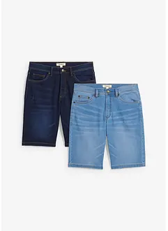 Bermuda di jeans in felpa, slim fit (pacco da 2), bonprix