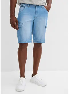 Bermuda cargo in jeans di puro cotone leggero, relaxed fit (pacco da 2), bonprix