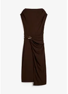 Abito midi drappeggiato con effetto a coste, bonprix