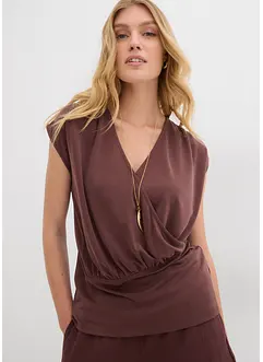 Maglia a portafoglio in misto viscosa fluente, bonprix