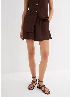 Shorts con elastico in vita in crêpe operato, bonprix