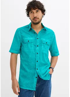 Camicia  effetto lavato a maniche corte, bonprix