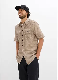 Camicia  effetto lavato a maniche corte, bonprix