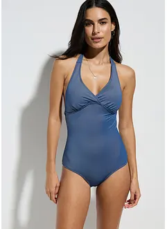 Costume intero effetto denim con scollo all'americana, bonprix