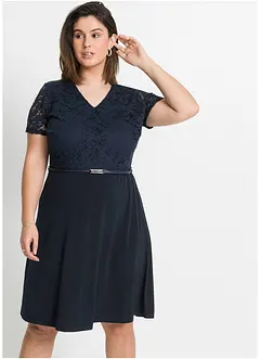 Miniabito con pizzo e cintura, bonprix