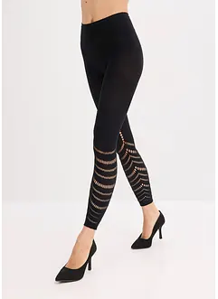 Leggings con comoda fascia in vita e ricamo traforato, 80 DEN, bonprix